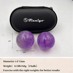 Tianigo Baoding Balls amethyst-crystal texture closeup highlighting natural character.