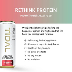 TIDAL Protein Refresher 12-pack display offers convenient nutrition on demand.