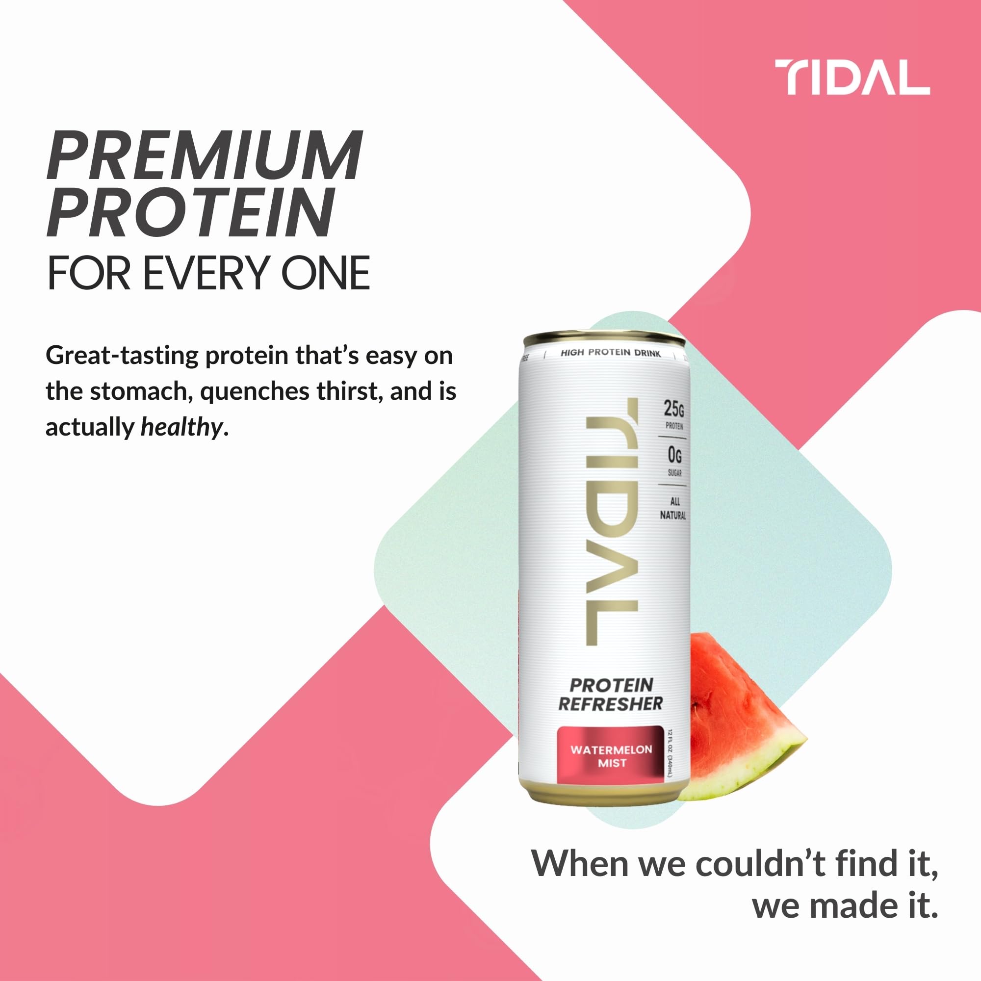 TIDAL Protein Refresher ice-cold glass highlights smooth texture and flavor.