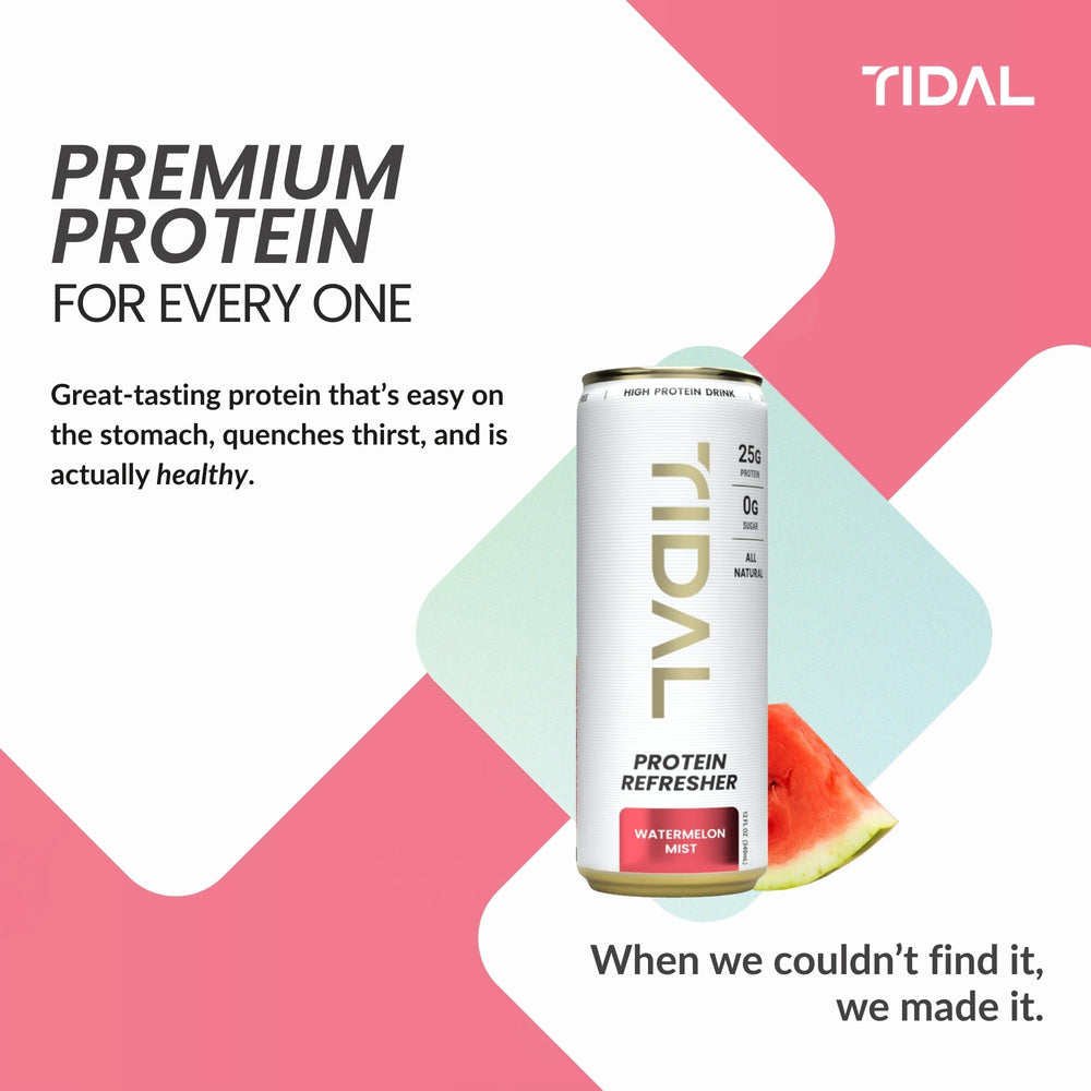 TIDAL Protein Refresher ice-cold glass highlights smooth texture and flavor.