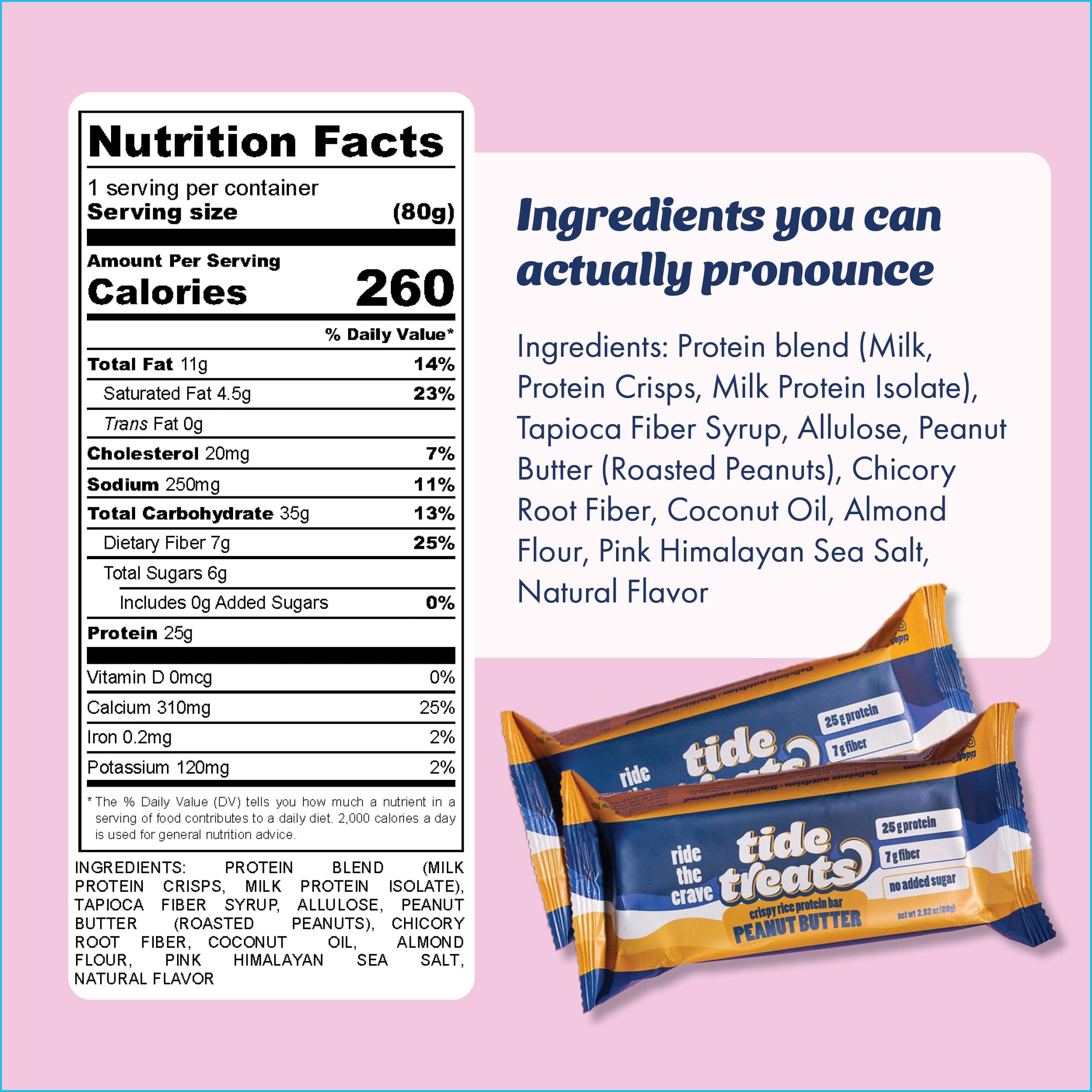 TideTreats bar texture closeup—crunchy peanut butter bite for a satisfying snack.