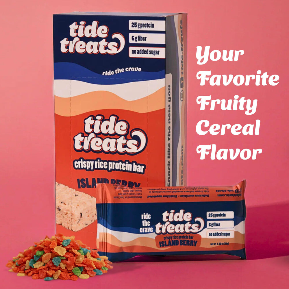 Gluten-free label on Tidetreats Crispy Rice Bar packaging.