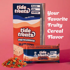 Gluten-free label on Tidetreats Crispy Rice Bar packaging.
