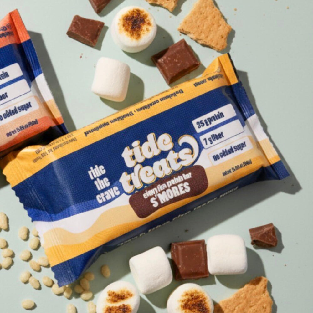 Tidetreats Crispy Rice Bar shown in gym bag for on-the-go fueling