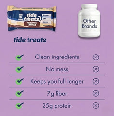 Tidetreats Crispy Rice Bar unwrap close-up showing crunchy texture and sweetness