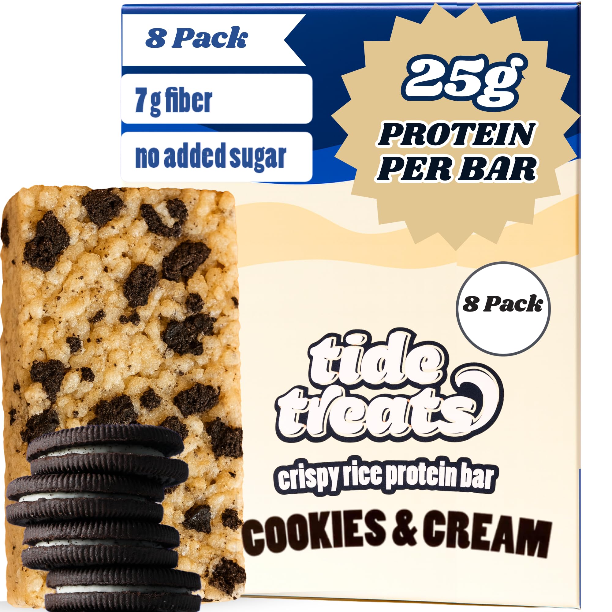 Tidetreats Cookies and Cream packaging for on-the-go protein.