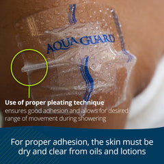 Applying AquaGuard sheet with pleats for secure adhesion during movement