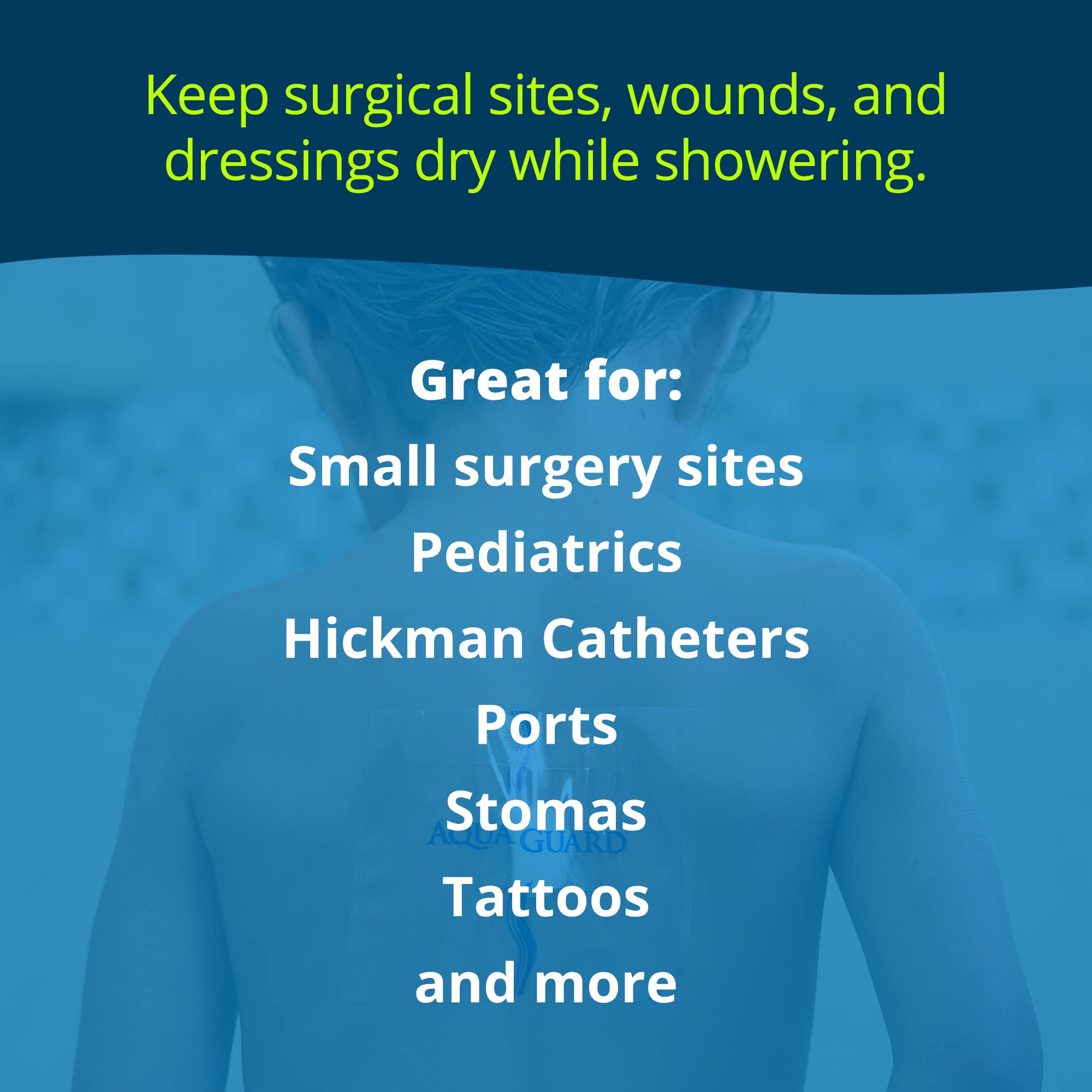 AquaGuard sheet covers a wound to stay dry during showering
