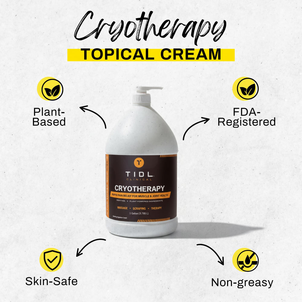 TIDL Cryotherapy Soothing Cream on shoulder and back for deep tissue comfort