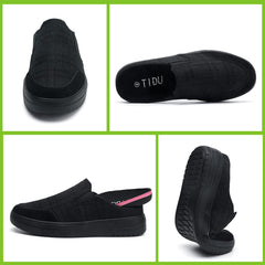 TIDU anti-slip rubber sole provides secure footing indoors and outdoors.