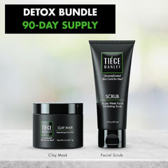 Tiege Hanley detox mask application swatch highlights purifying action for the skin.