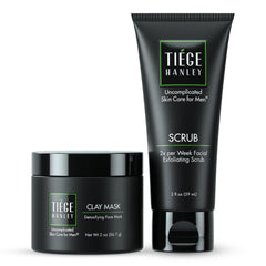 Tiege Hanley detox mask bottle demonstrates oil control and pore refinement.