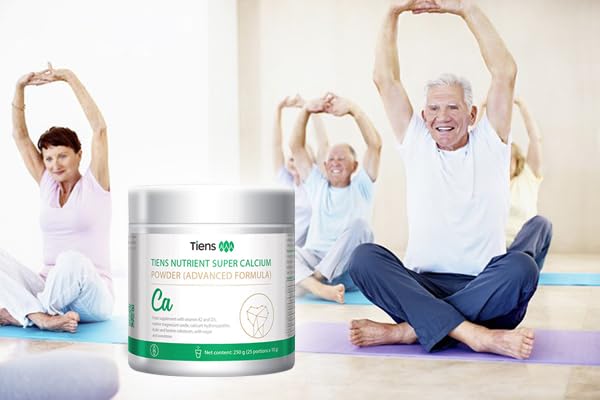 TIENS Calcium powder highlighting vitamins D3 and K2 for bone health support