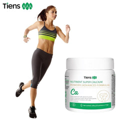 TIENS Calcium Powder label close-up emphasizing clean, trusted supplement branding