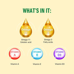 Tiens Omega 3 & 11 capsules close-up showing softgel texture