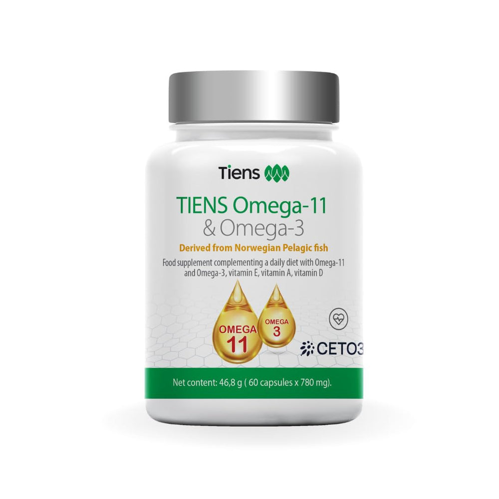 Tiens Omega 3 & 11 softgels bottle for easy daily supplementation