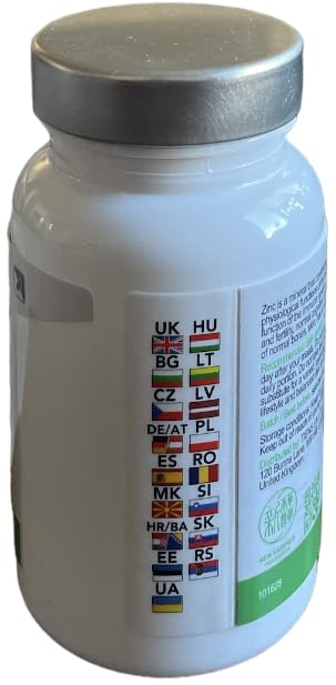 Tiens Zinc capsules close-up showing easy-to-swallow tablets.