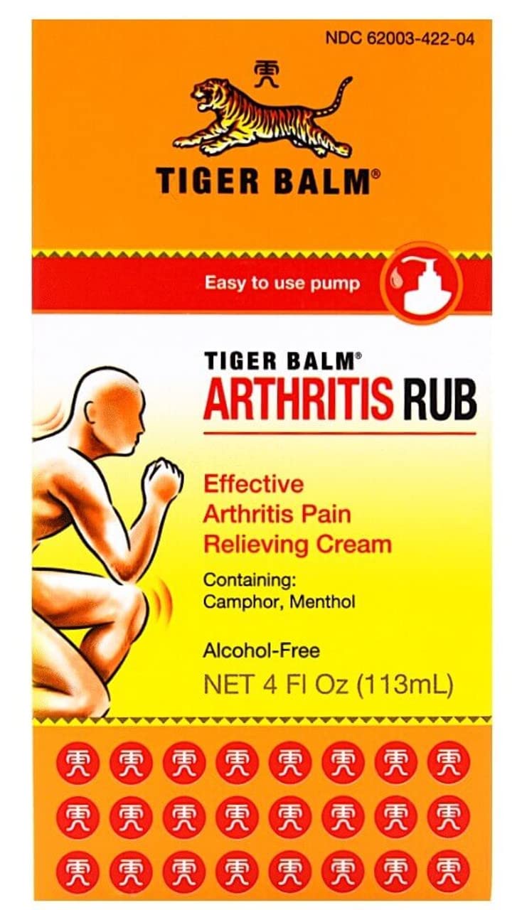 Packaging and branding of Tiger Balm Arthritis Rub.