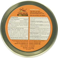 Tiger Balm Sport Rub label highlighting menthol and camphor in the design