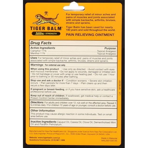 Tiger Balm Sport Rub packaging box in a gym bag setup