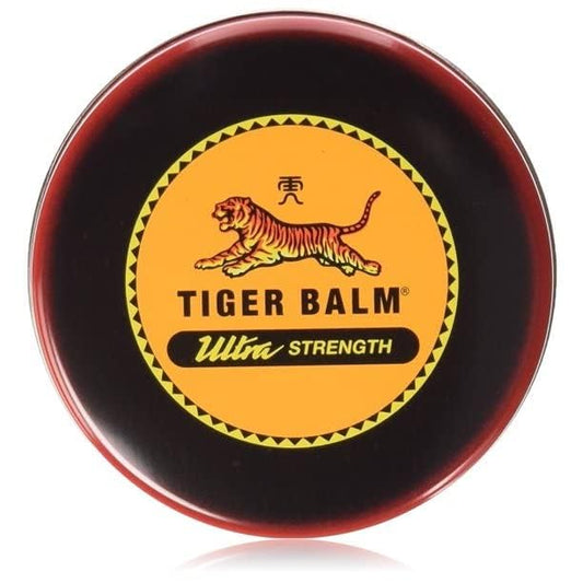 Closeup of Tiger Balm Sport Rub tube showing strong herbal formula