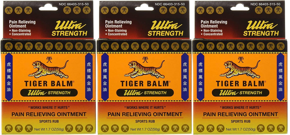 Tiger Balm Sports Ultra 50g bottle for temporary relief of muscle and joint discomfort during activity.
