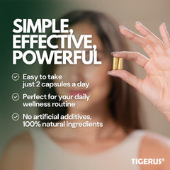 Tigerus Tiger Milk Mushroom vegan capsules align with gluten-free and non-GMO standards.
