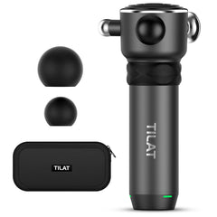 TILAT massager gun on back for targeted relaxation after workouts.