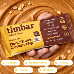 TIMBAR bar 8g prebiotic fiber closeup—supports digestion without sugar alcohols.