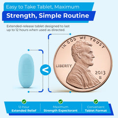 TIME-CAP LABS mucus-relief tablets packaging signals value and convenient dosing.