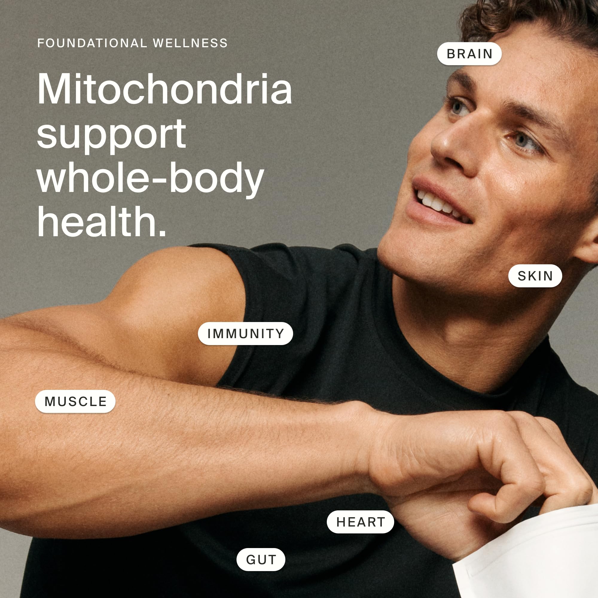 Nutrition panel on Timeline Mitopure box highlights clean ingredients and third-party testing.