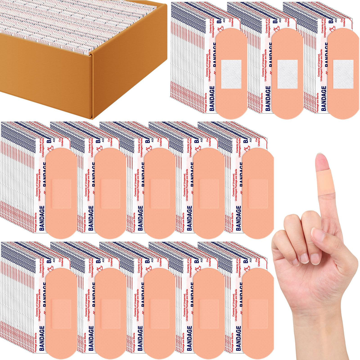 Timgle bulk pack bandages in 7000 pieces, ready for first aid in schools or offices.