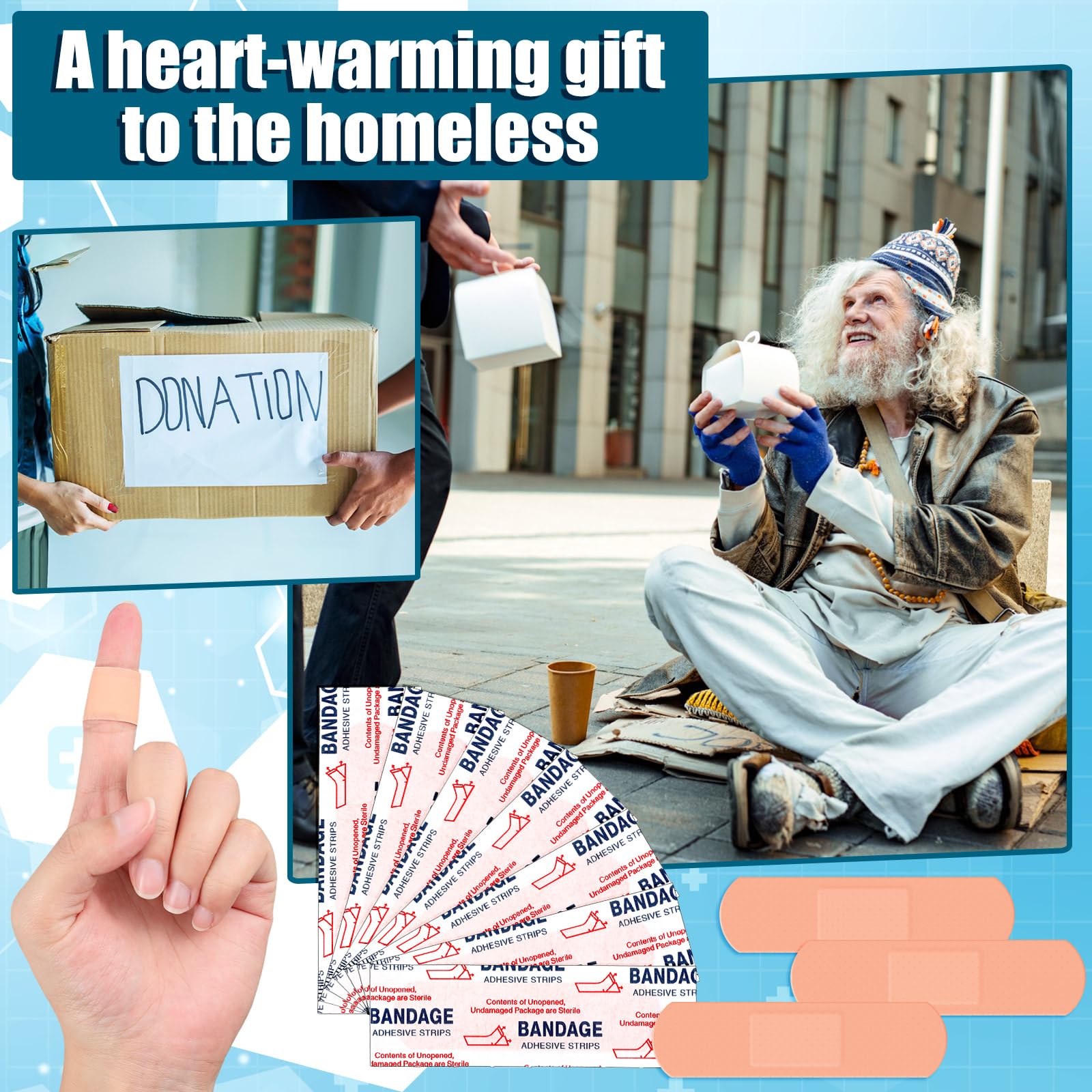 Timgle donation-friendly first aid bandages for care programs