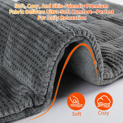 TiMiCalda heating pad on neck and shoulders provides soothing heat.