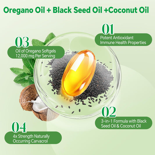 TIMORA oregano softgels closeup, smooth capsules suitable for sensitive stomachs.