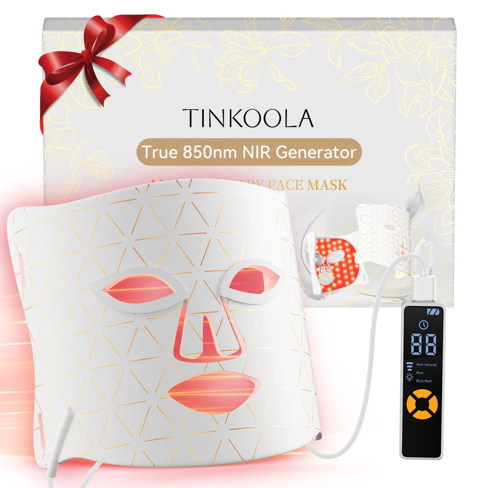 Tinkoola red-light therapy face mask with dual wavelengths for home use.