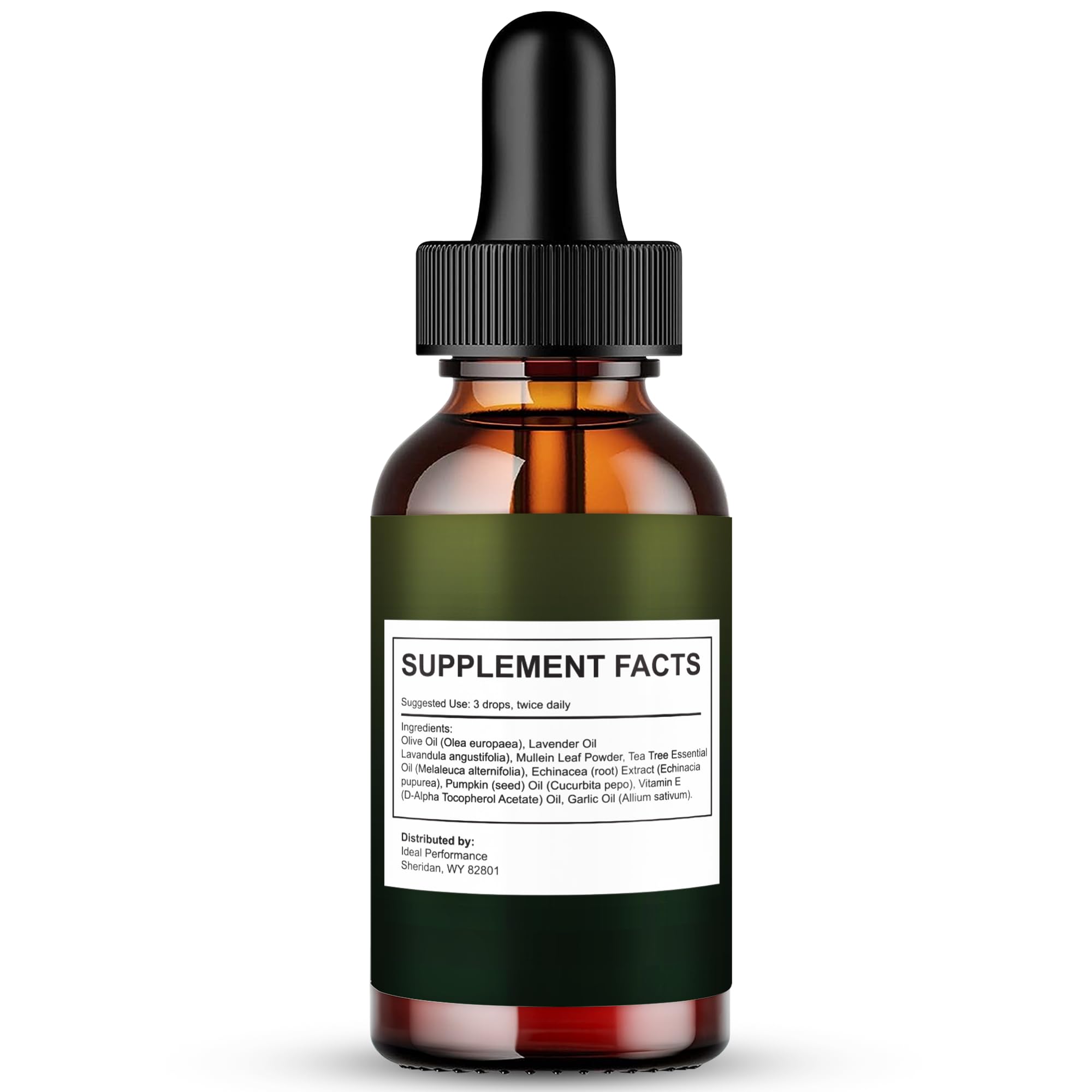IDEAL PERFORMANCE Tinnitus Fix Drops dropper close-up with precise dosing.
