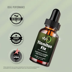 IDEAL PERFORMANCE Tinnitus Fix Drops liquid swirl for easy ingestion.
