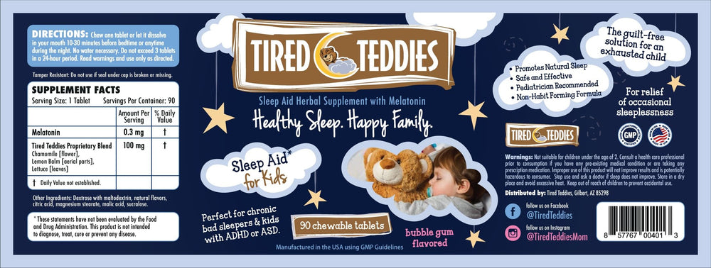 Tired Teddies bedtime routine scene with bottle on nightstand.