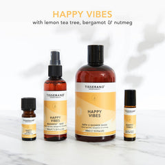 Tisserand Happy Vibes bergamot note offers uplifting citrus vibe.