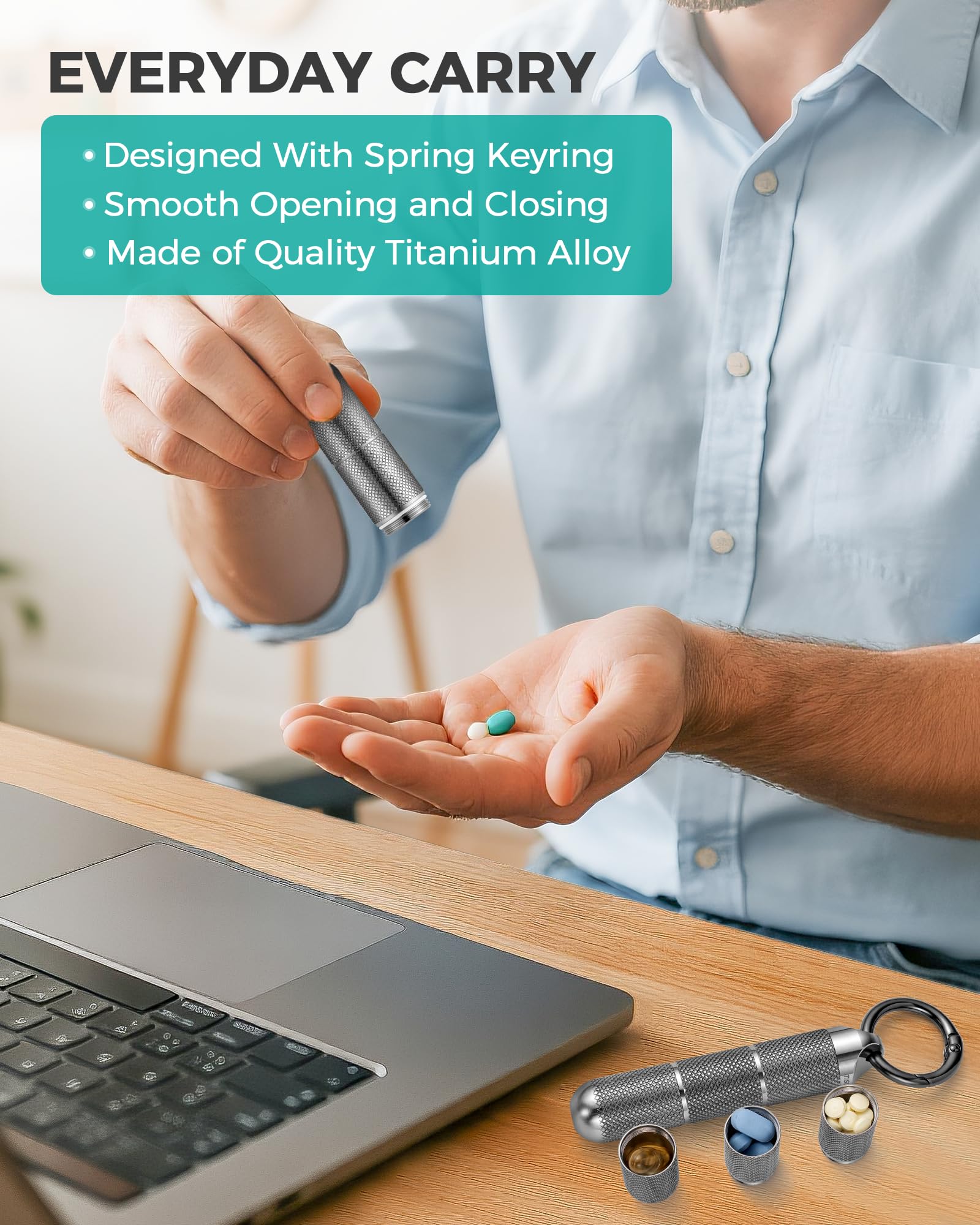 TISUR travel pill bottle designed for purse-ready portability.