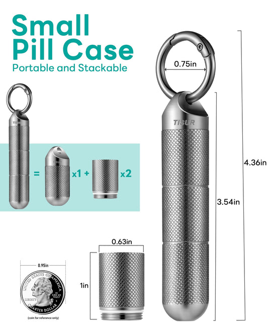 TISUR waterproof pill container with airtight seal protecting contents during travel.
