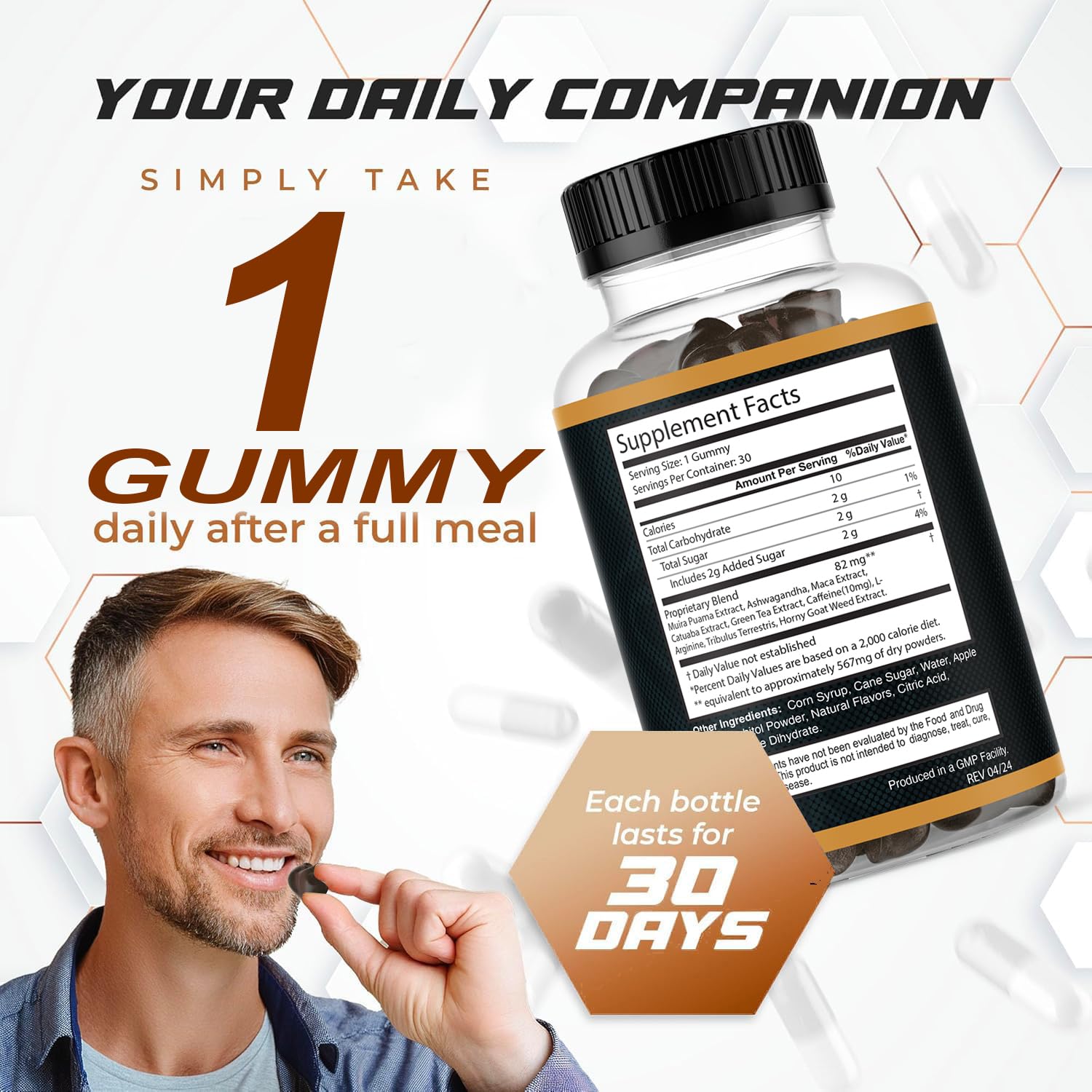 Titan Vigor Gummies front 3-pack showcases value and easy routine integration