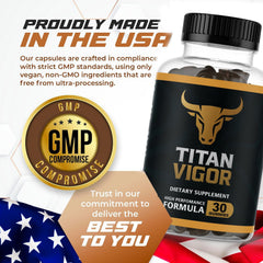 Titan Vigor Gummies packaging surface shot emphasizes accessibility for busy lifestyles
