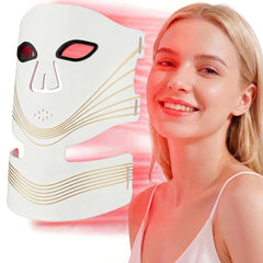Tiyeaud red light mask worn on the face and neck for gentle at-home skincare.