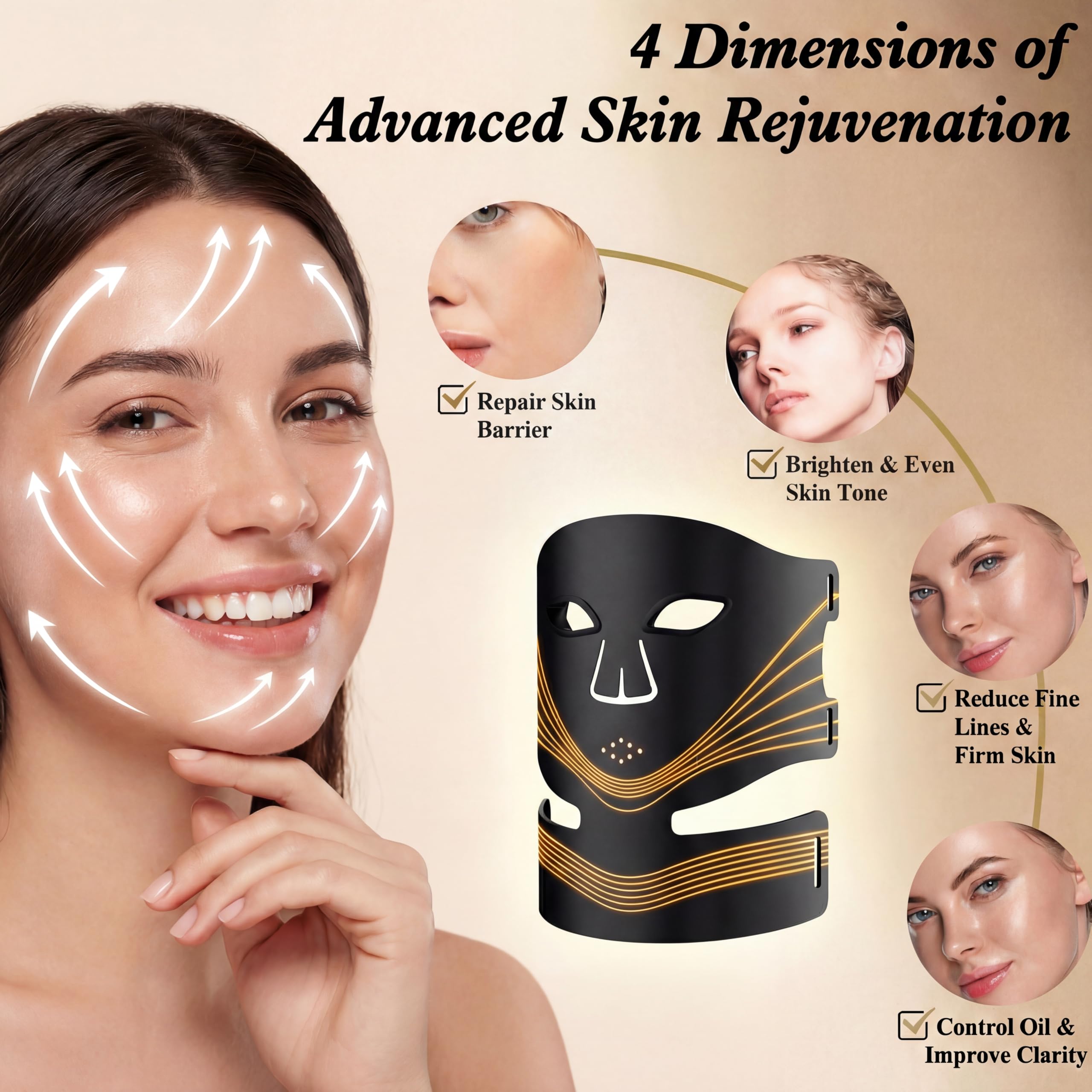 Side view of Tiyeaud red light mask with ergonomic fit on the head.