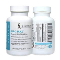 TJ Nutrition NAC MAX bottle front highlighting immune and respiratory support potential
