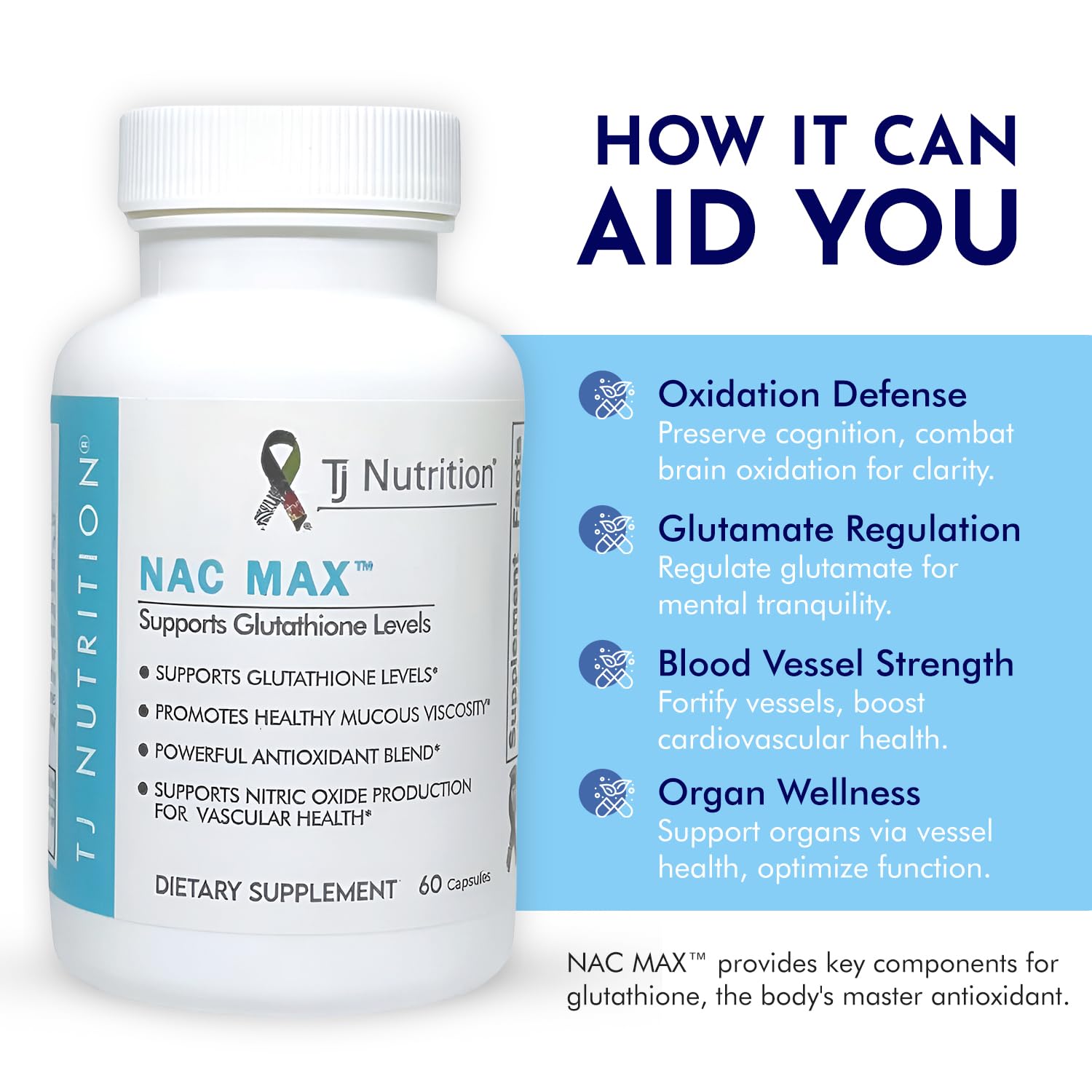 TJ Nutrition NAC MAX capsules pack ready for easy daily dosing