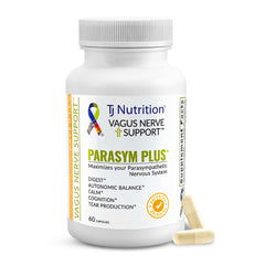 TJ Nutrition Parasym Plus bottle may support vagus nerve function and digestive comfort.