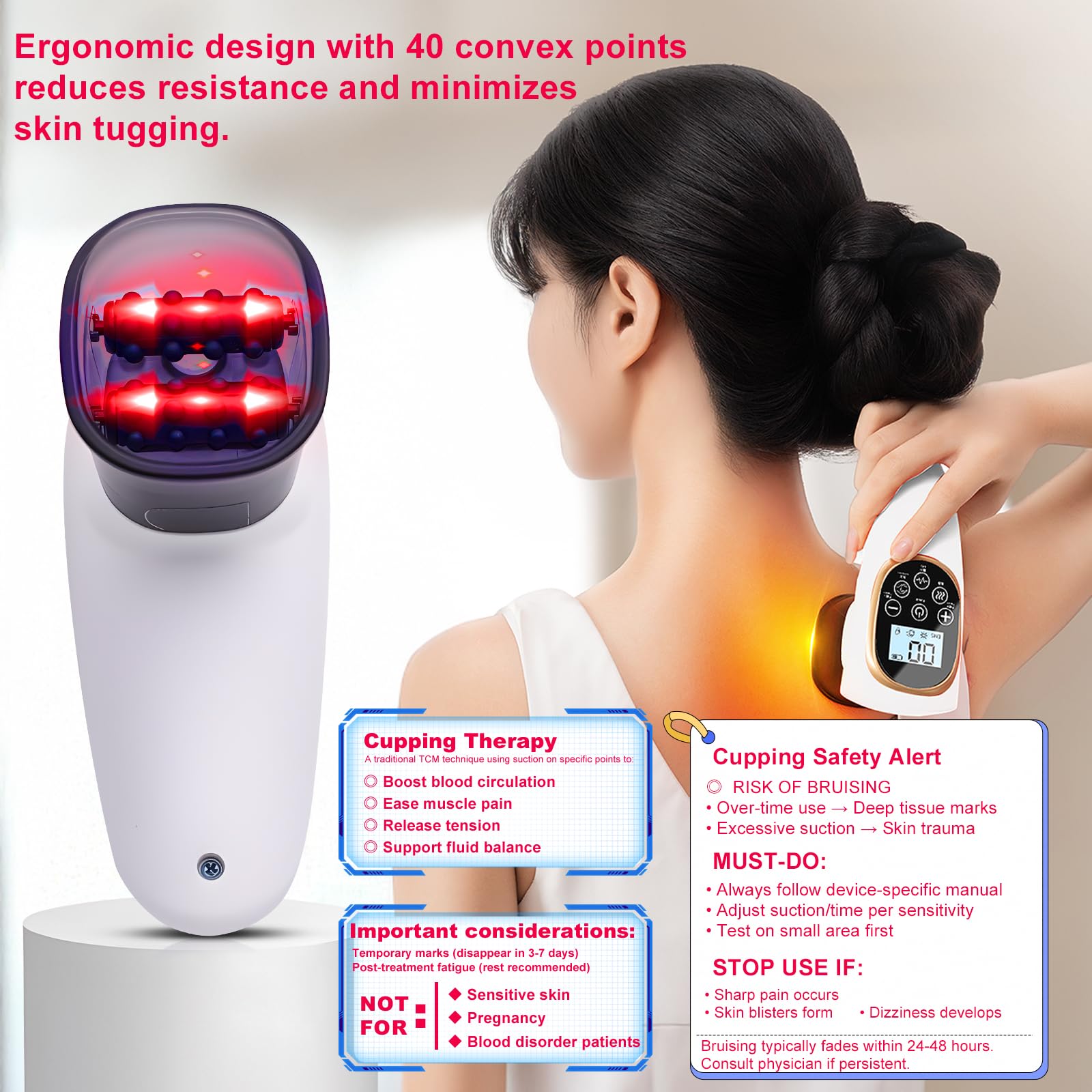 TJSTJS electric cupping attachment close-up showing cups and ergonomic grip for relief